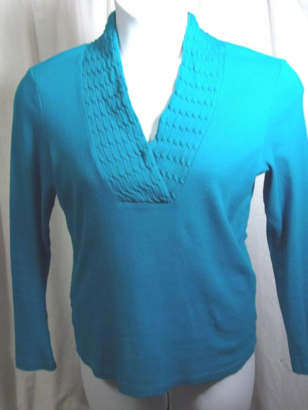 Rafaella Knit Sweater. Turquoise Blue, Pullover, Size M Medium, Fall Winter Re